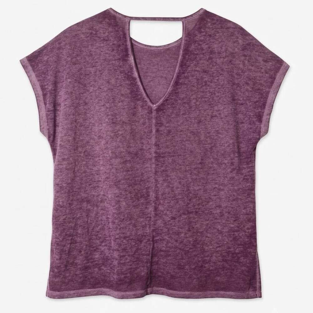 Skinny Girl Lana Burnout Tee Purple V-Back Relaxed Short Sleeve Women's XS